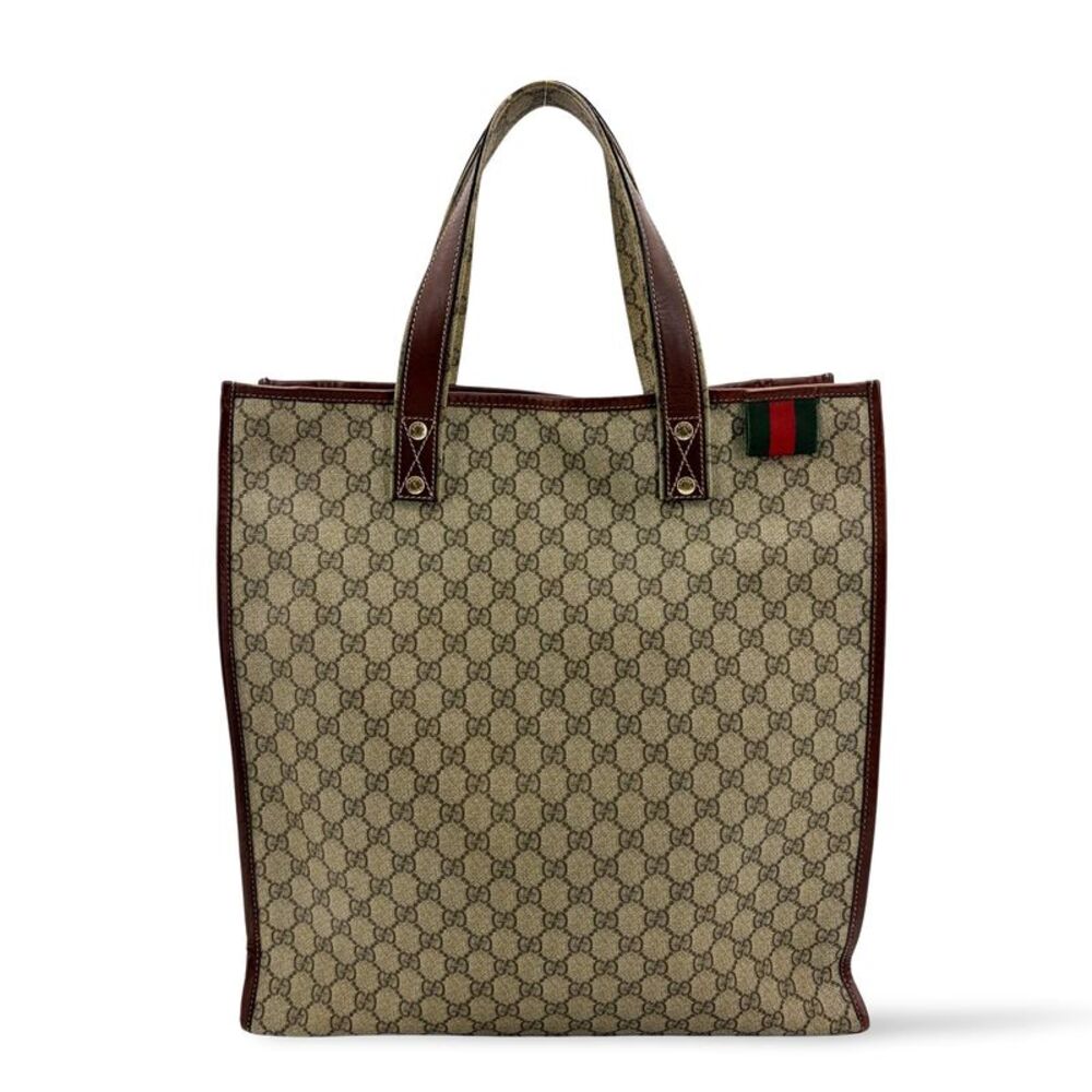 Gucci GG Supreme Web Vintage Tote Bag Brown